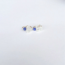 crystal × lapis lazuli : ノンホールピアス(イヤリング) 1枚目の画像