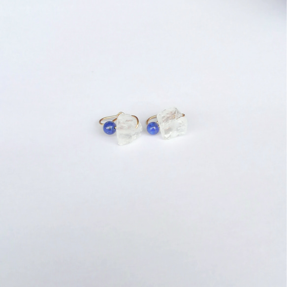 crystal × lapis lazuli : ノンホールピアス(イヤリング) 1枚目の画像