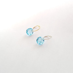 CRYSTAL × HOOP × Aquamarine : ノンホールピアス※K14GF変更600円 1枚目の画像