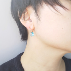 CRYSTAL × HOOP × Aquamarine : ノンホールピアス※K14GF変更600円 2枚目の画像