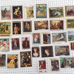 世界の使用済切手　絵画柄75枚セット！　デコパージュ・コラージュ・レジン 1枚目の画像