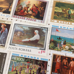 世界の使用済切手　絵画柄75枚セット！　デコパージュ・コラージュ・レジン 2枚目の画像