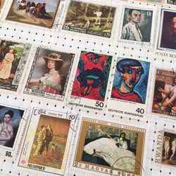世界の使用済切手　絵画柄75枚セット！　デコパージュ・コラージュ・レジン 4枚目の画像