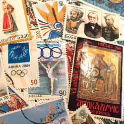 ギリシャから届いた使用済切手 超お得な50枚セット！　デコパージュ・コラージュ・レジン 2枚目の画像