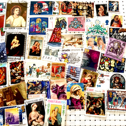 世界のクリスマス柄使用済切手 超お得な40枚セット！　デコパージュ・コラージュ・レジン 1枚目の画像