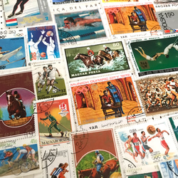 世界のスポーツ、オリンピック柄使用済切手 超お得な40枚セット！　デコパージュ・コラージュ・レジン 2枚目の画像