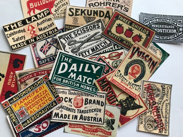 448）ヴィンテージマッチラベルシール 21枚 リメ缶、多肉 シール