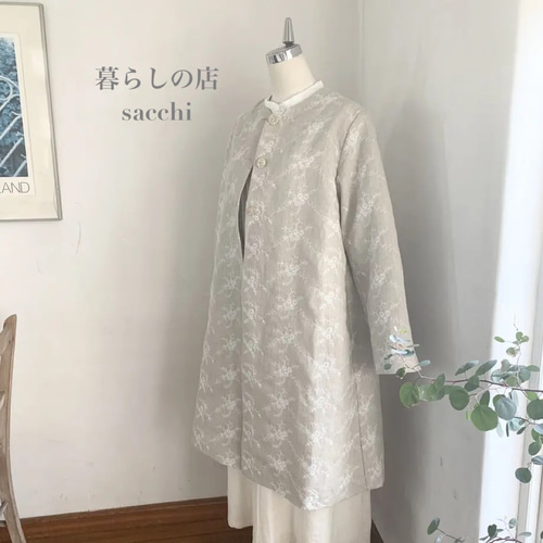 リネン刺繍春コート