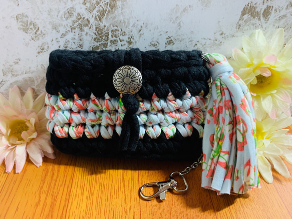 一点物 ズパゲッティポーチ Tシャツヤーンポーチ スマートキーケース  