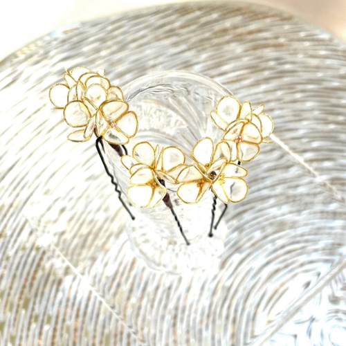 ダリアの髪飾りセット ヘッドドレス ～ディップアート～ ウェディング 