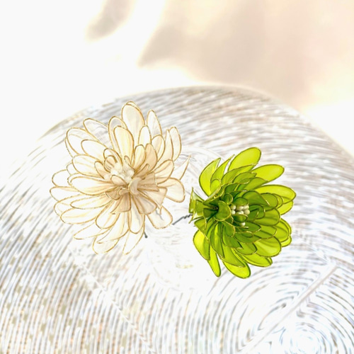 ダリアの髪飾りセット ヘッドドレス ～ディップアート～ ウェディング 