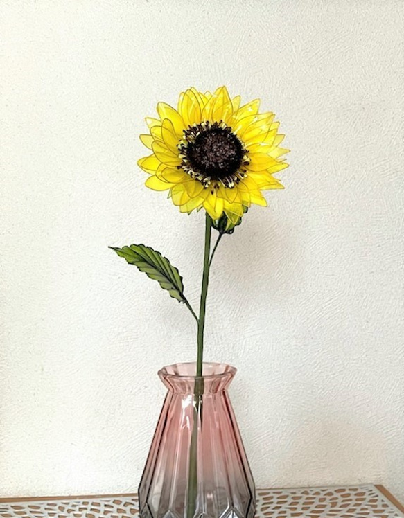 アメリカンフラワー　ひまわり　　向日葵の造花　～ディップアート～ 2枚目の画像