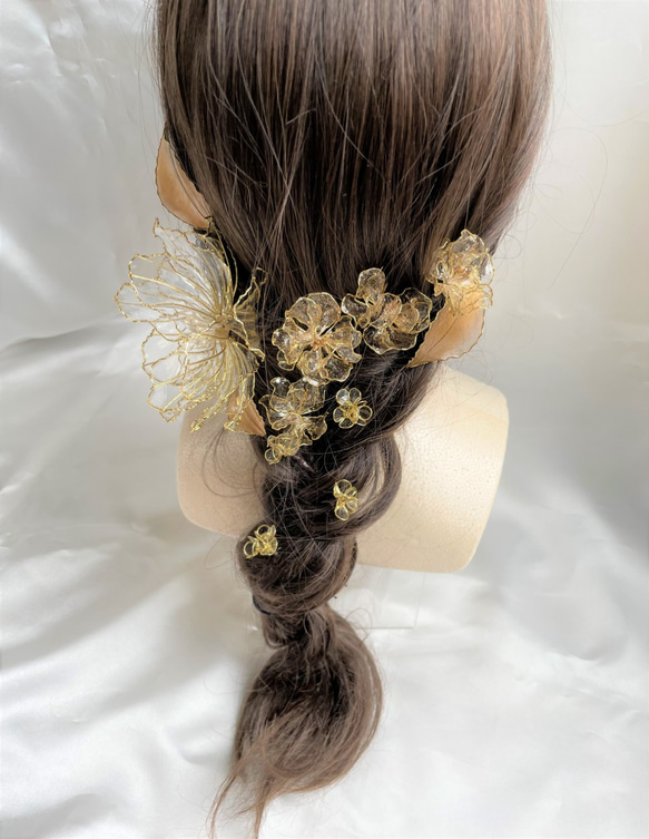 アメリカンフラワー ウェディングヘアアクセサリー 大 クリア