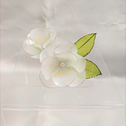 ２輪椿のコーム　白　～ディップアート～ 1枚目の画像