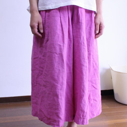 ワッシャーリネンキュロットスカート（濃ピンク）受注製作 1枚目の画像