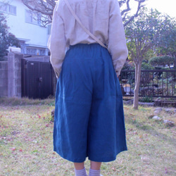 ワッシャーリネンキュロットスカート（濃いグリーン） 10枚目の画像