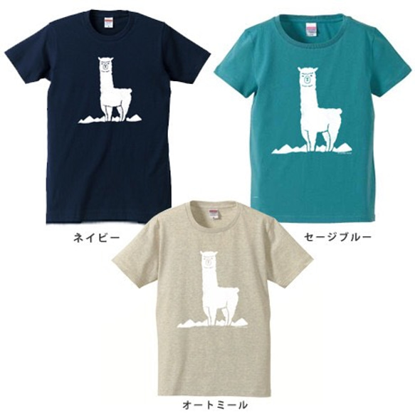 アルパカTシャツ【レディース/セージブルー】 2枚目の画像