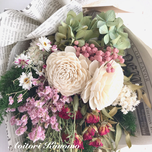 季節のスワッグ＊195 ドライフラワー あおいとりきもも＊nae 通販  