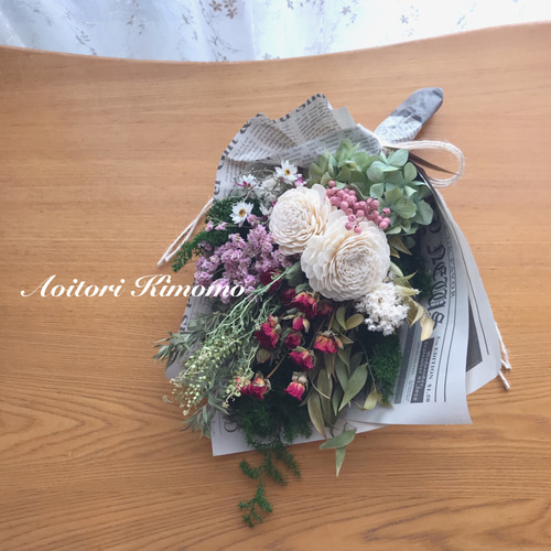 季節のスワッグ＊195 ドライフラワー あおいとりきもも＊nae 通販  