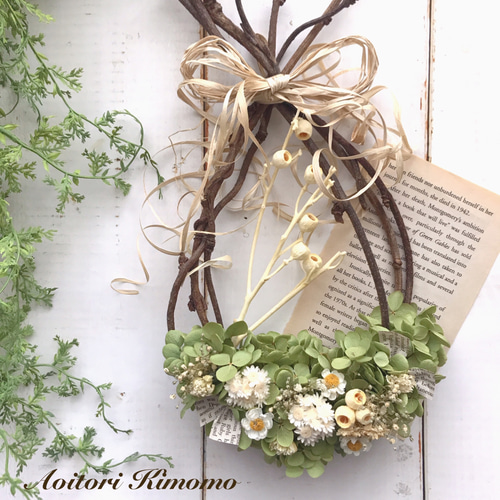 専用＊アジサイ 鳥の巣風ドライフラワーリース アジサイ 鳥の巣風ドライフラワーリース - fu.wa.ran＊botanical