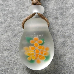 氷花・橙花 とんぼ玉 ガラス ネックレス No962 3枚目の画像