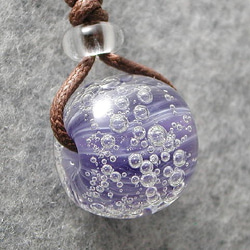 キラキラ泡玉(紫) とんぼ玉 ガラス ネックレス No1157 1枚目の画像
