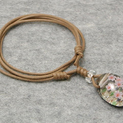 小川を流るる桜 とんぼ玉 ガラス ネックレス No1189 5枚目の画像
