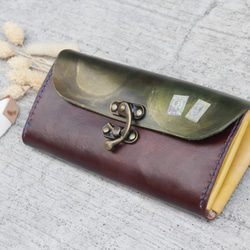 Accordion vegetable tanned leather long wallet - Sugar Brown 3枚目の画像