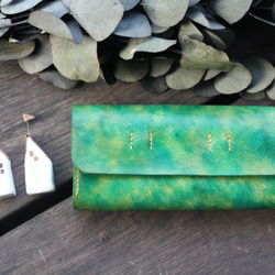 Accordion vegetable tanned leather long wallet -RIVER 1枚目の画像