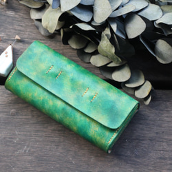 Accordion vegetable tanned leather long wallet -RIVER 3枚目の画像