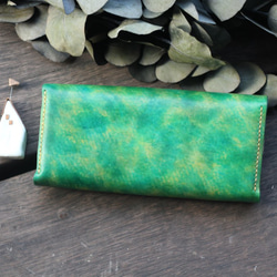 Accordion vegetable tanned leather long wallet -RIVER 5枚目の画像