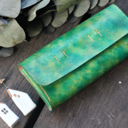 Accordion vegetable tanned leather long wallet -RIVER 7枚目の画像