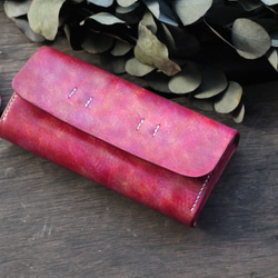 Accordion vegetable tanned leather long wallet - Béatrise 3枚目の画像