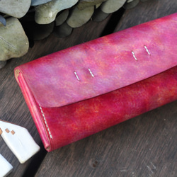 Accordion vegetable tanned leather long wallet - Béatrise 4枚目の画像