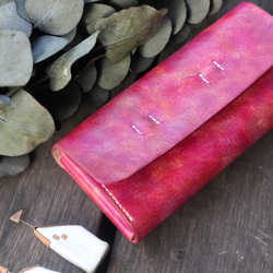 Accordion vegetable tanned leather long wallet - Béatrise 7枚目の画像