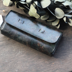 Accordion vegetable tanned leather long wallet - December Ni 2枚目の画像