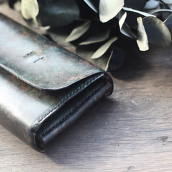Accordion vegetable tanned leather long wallet - December Ni 5枚目の画像