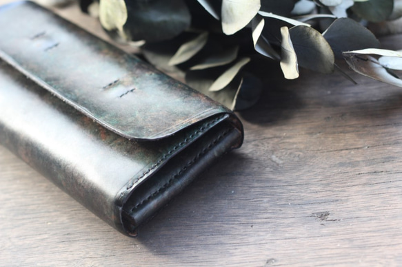 Accordion vegetable tanned leather long wallet - December Ni 5枚目の画像