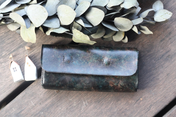 Accordion vegetable tanned leather long wallet - December Ni 9枚目の画像