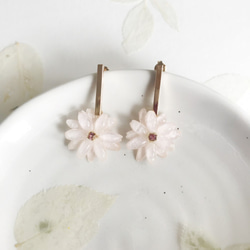 Real flower Leucanthemum Earrings with Swarovski 18KGP 2枚目の画像