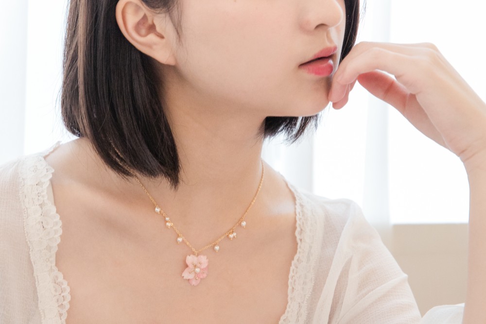 良品 スワロフスキー 花 ネックレス チェーン 36〜42.5