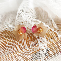 立體真花雙色繡球花組合 醫療鋼耳針 (可改耳夾式) 第1張的照片