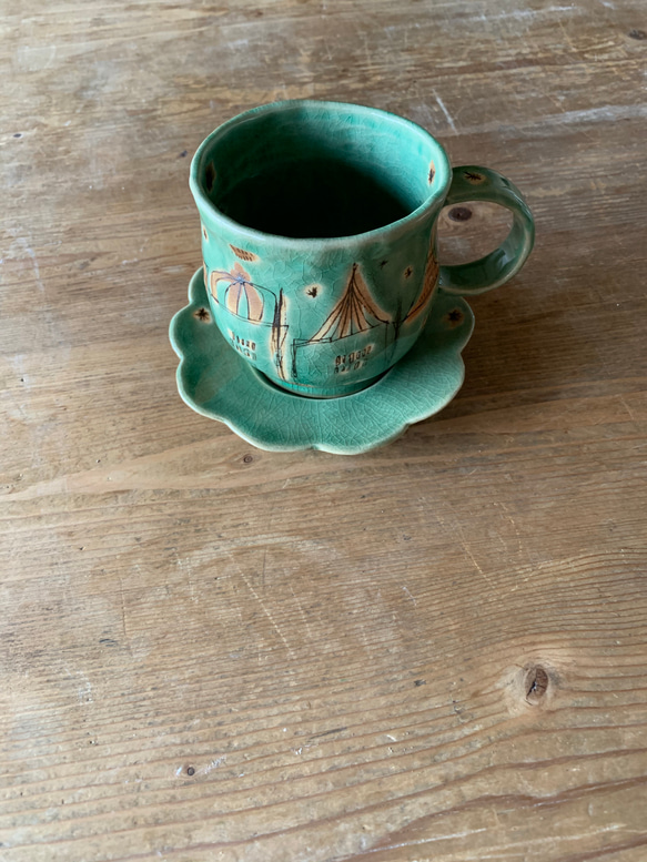 青の家のコーヒーカップソーサー　 5枚目の画像