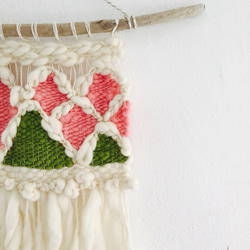 pinkの模様編みのハンギング 2枚目の画像