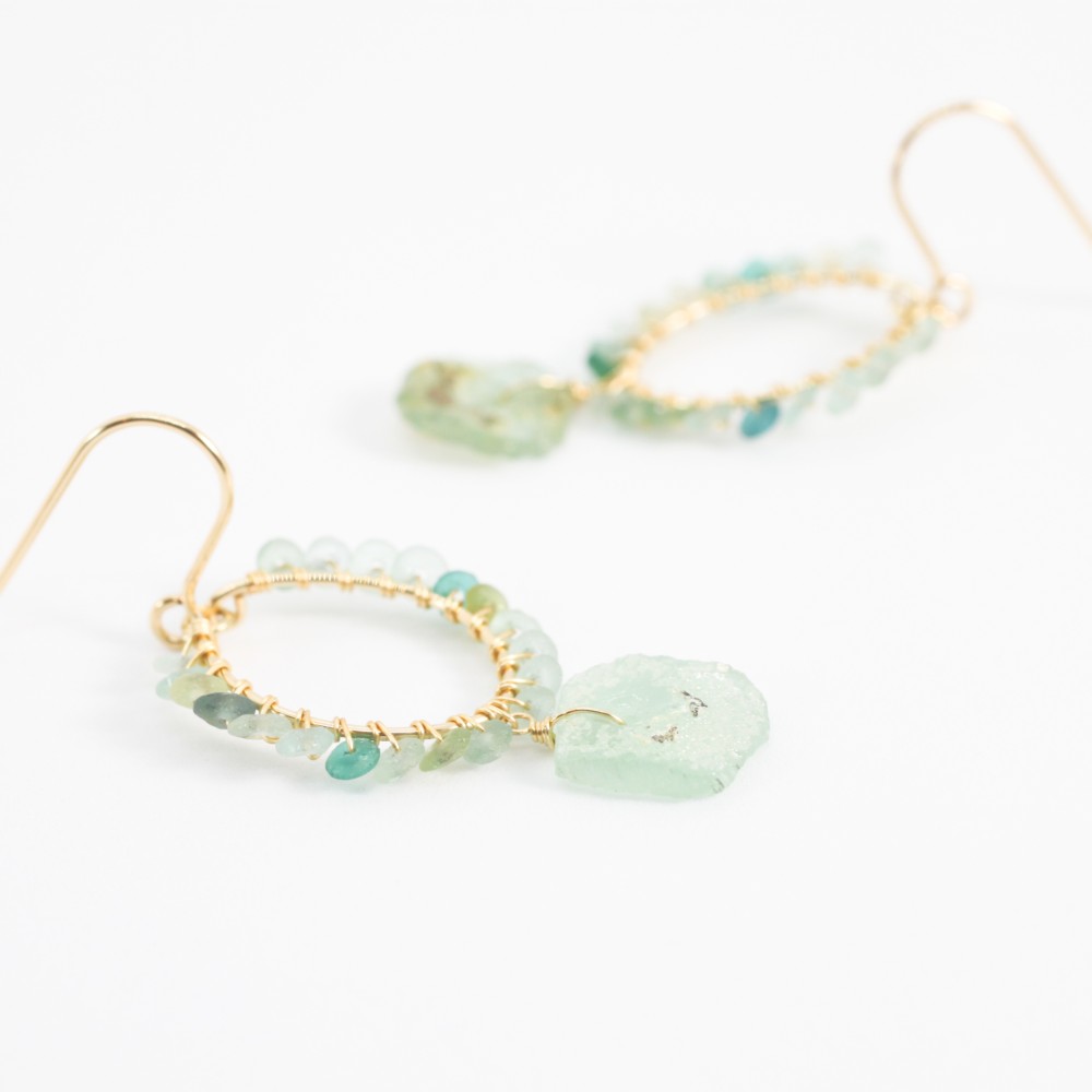 [14KGF]ローマングラス オーバル ピアス/イヤリング(MN190002-17)