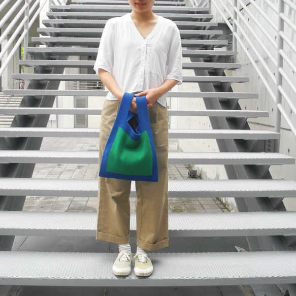 studio chiia 針織提袋 -  大尺寸 L - 沈穩藍 第2張的照片