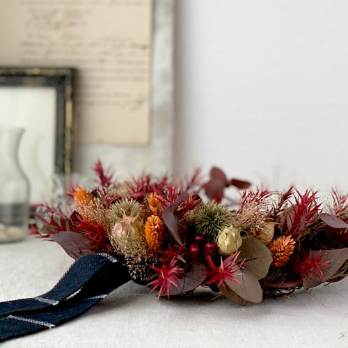 プリザーブドフラワー　ハーフリース♡パープルベリーペッパーのコンチェルト プリザーブドフラワー ハーフリース♡パープルベリーペッパーの