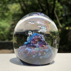 青いお山のペーパーウェイト ガラス その他インテリア雑貨