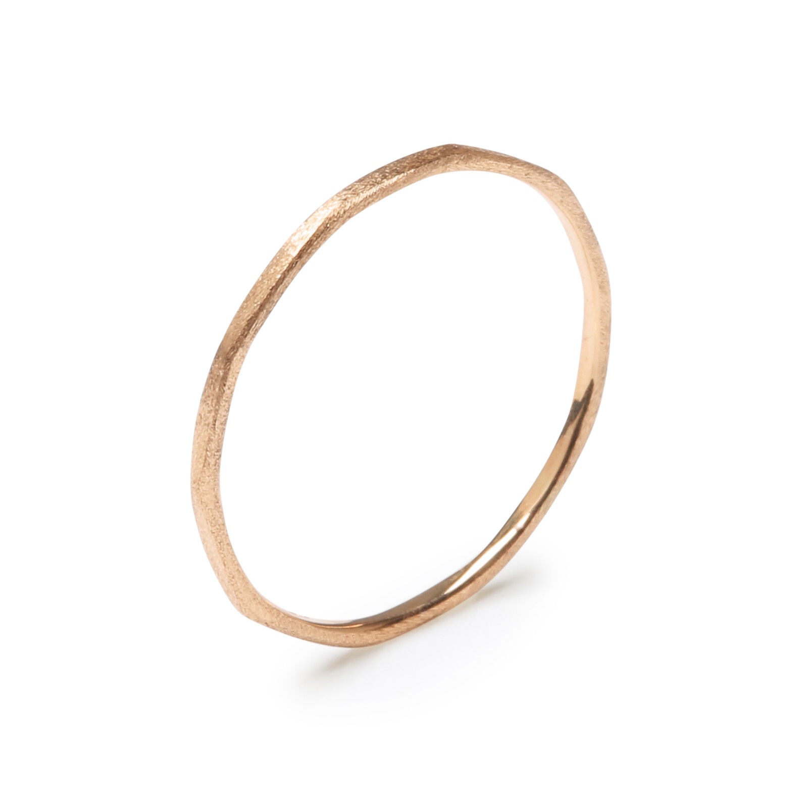 【華奢リング】FINE RING Matte K18PG ピンクゴールド １ミリ 極細 重ね付 ハンドメイド プレゼント