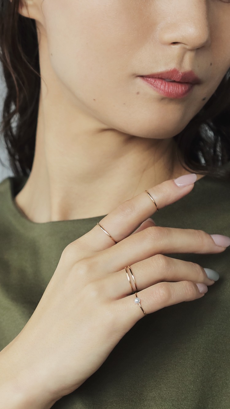 【華奢リング】FINE RING Matte K18PG ピンクゴールド １ミリ 極細 重ね付 ハンドメイド プレゼント